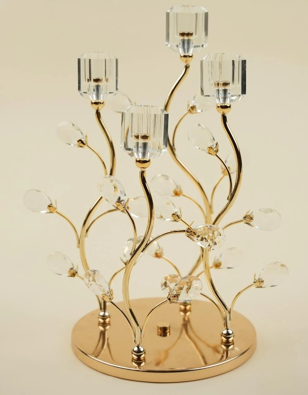 Hexagonal Crystal Top Candle Stand With 4 Holders